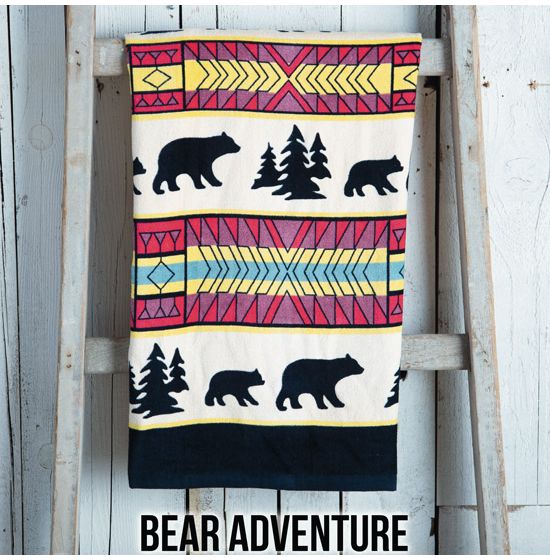 Details about   New Bear Adventure Oversized Southwest Bath Beach Pool Gift Towel Black Grizzly 