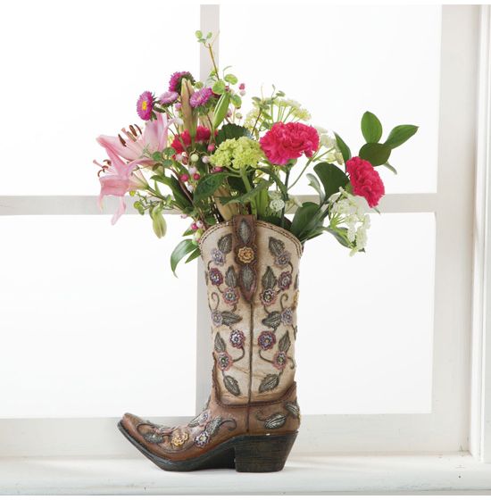 Fanciful Flowers Boot Vase