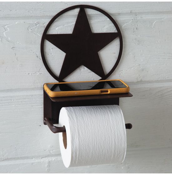 Metal Star Toilet Paper Holder with Phone Rest