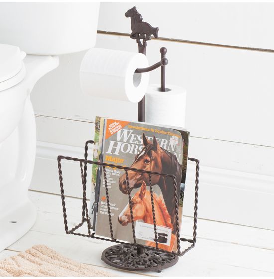Metal Horse Magazine & Toilet Paper Stand