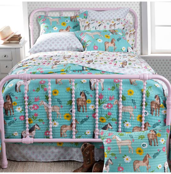 Horse Girls Daisy Pony Quilted Bedding Collection at Rod s