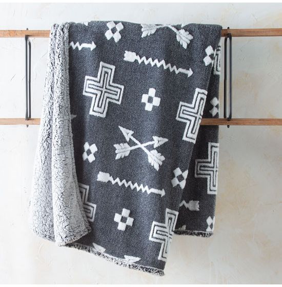 Double Cross Arrow Sherpa Fleece Blanket