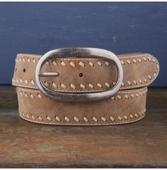 Leather Belt Removable Buckle Vintage Style Brown Leather 