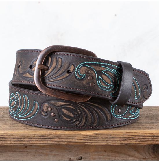 Turquoise Stitched Copper Belt