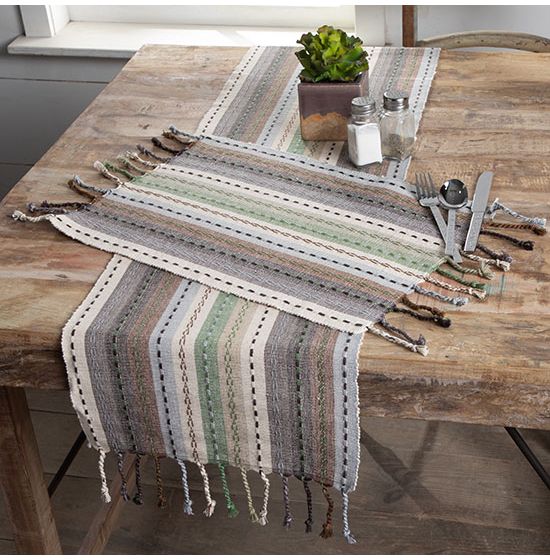 Phoenix Striped Sage Table Linens