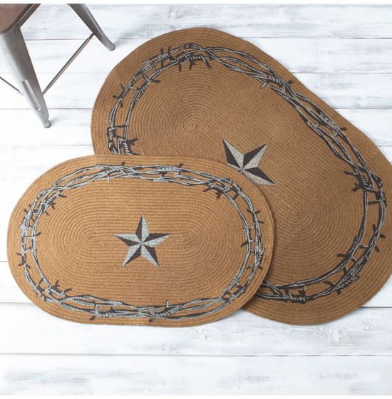 Dark Brown Star and Barbwire Bath and Kitchen Mats