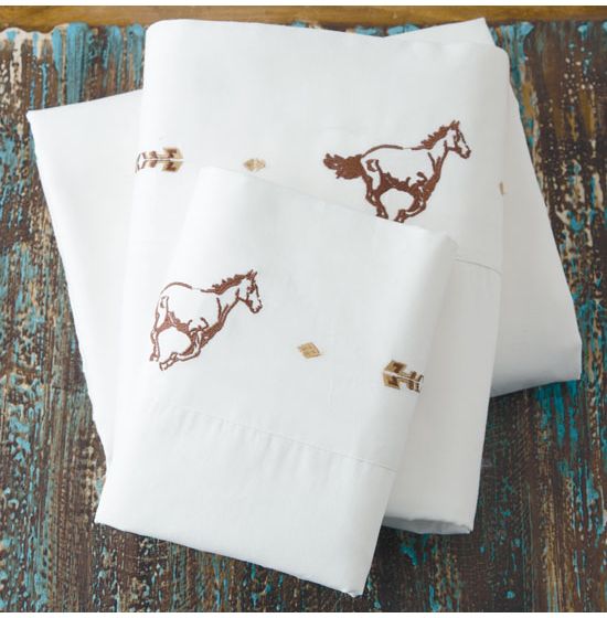 Running Horse Embroidered Sheet Set