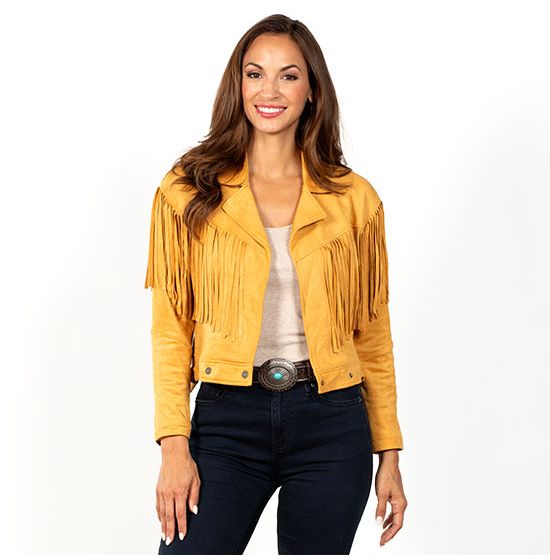 Yellow sales fringe jacket