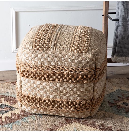 Small jute store pouf