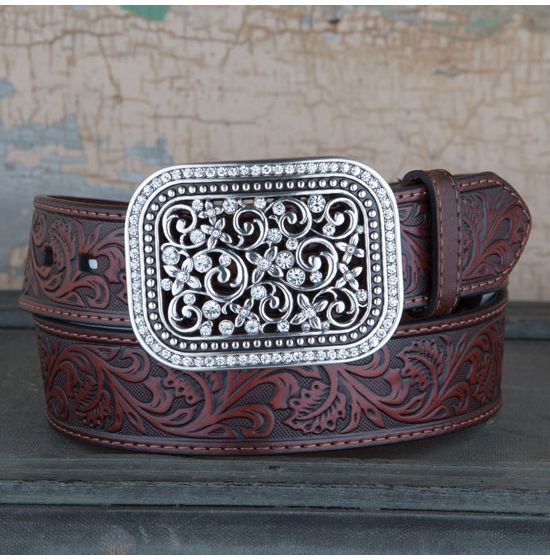 Ladies' Western Brown Tooled Belt Xlg