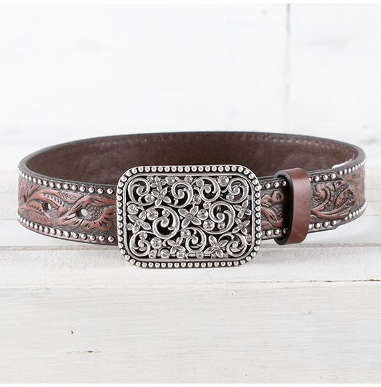 Ariat Ladies' Tooled Belt  Womens belt buckles, Country belt buckles,  Rodeo belt buckles