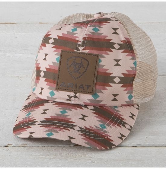 Ariat Pink Aztec Mesh Ponyflo Ball Cap