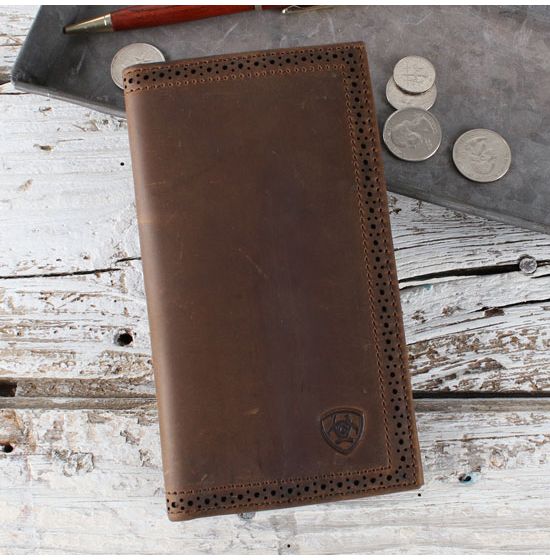 Ariat Brown Perforated Edge Rodeo Wallet