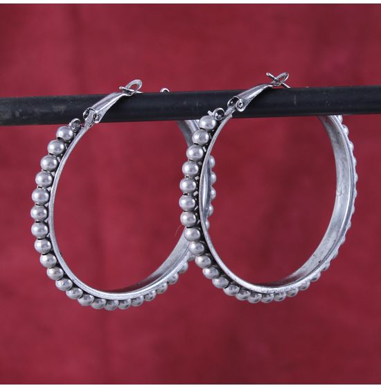 Large Beaded Hoop Earrings