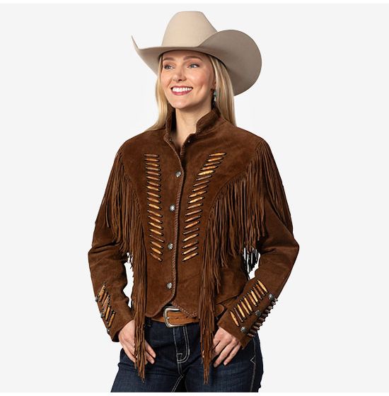 Scully Women's Cafe Brown Suede Fringe Jacket