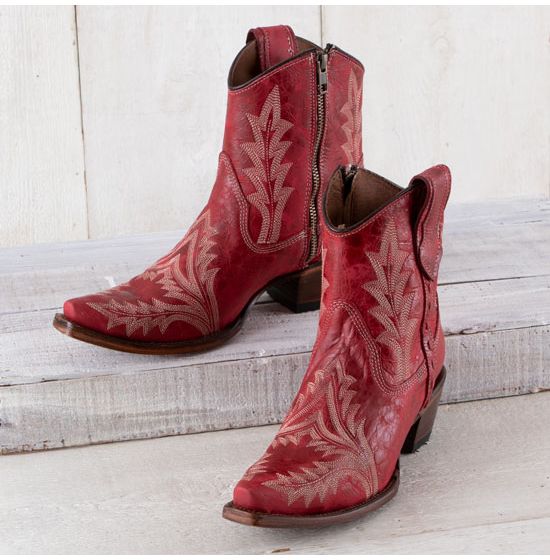 Circle G Red Embroidery Ankle Boots