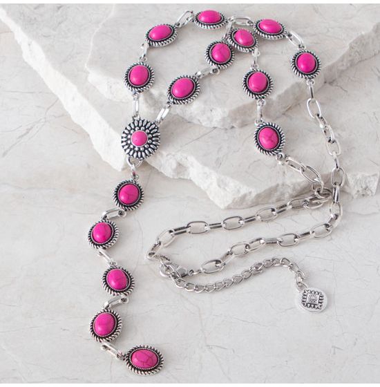 Pink Concho Lariat Necklace