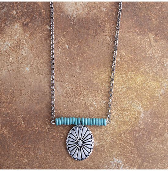 Turqouse and Concho Pendant Necklace