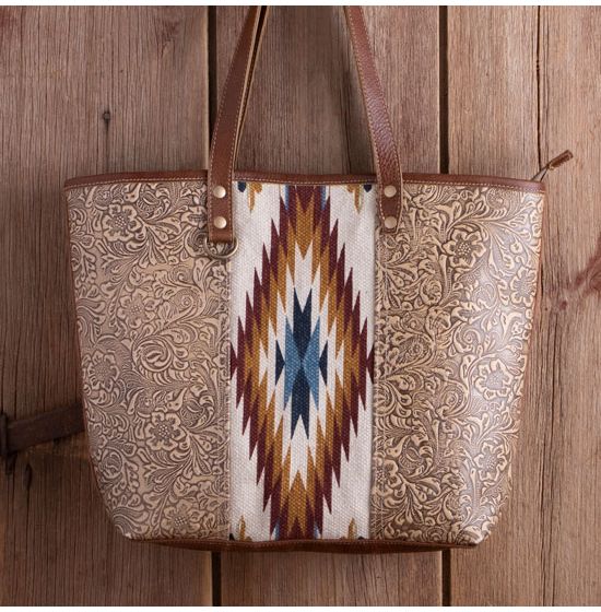 Tooled Aztec Tote Bag