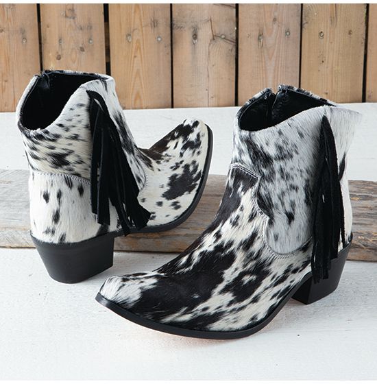 Agave Sky Salt and Pepper Hair On Booties