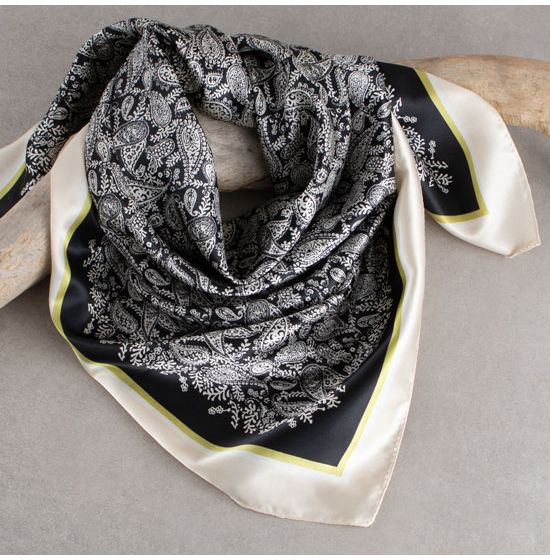 Black and Cream Paisley Wild Rag