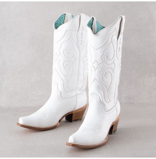 Corral Ladies' White Snip Toe Embroidery Boots