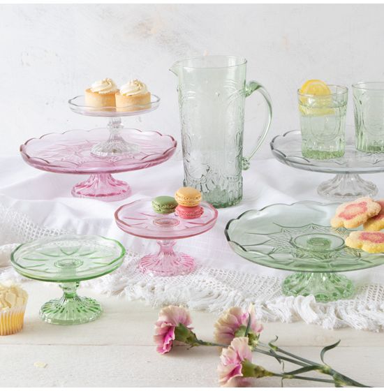 Colored glass cake stand top