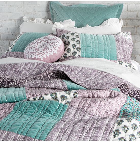 Country Grace Boho Velvet Patchwork Quilted Bedding Collection
