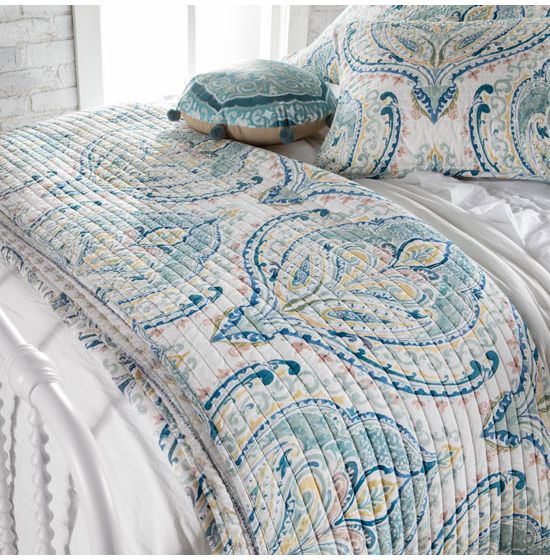 Country Grace Sweet Paisley Blue Quilt Set Collection
