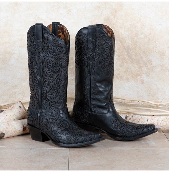 Corral Black Overlay Snip Toe Boots
