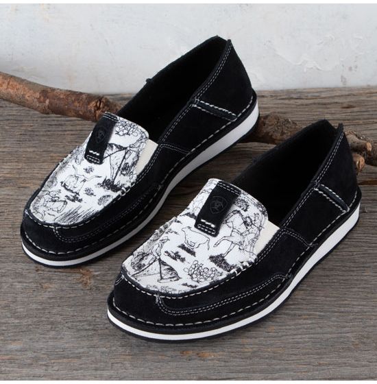 Ariat Black Suede Tumbleweed Print Cruisers