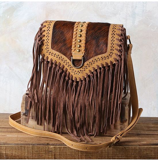 Wrangler Hair-On Cowhide Fringe Crossbody Bag