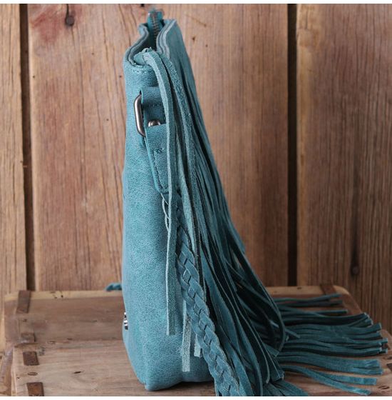 Turquoise Fringe Clear Purse