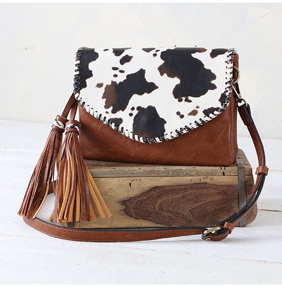 Cow Pattern Flap Crossbody Bag