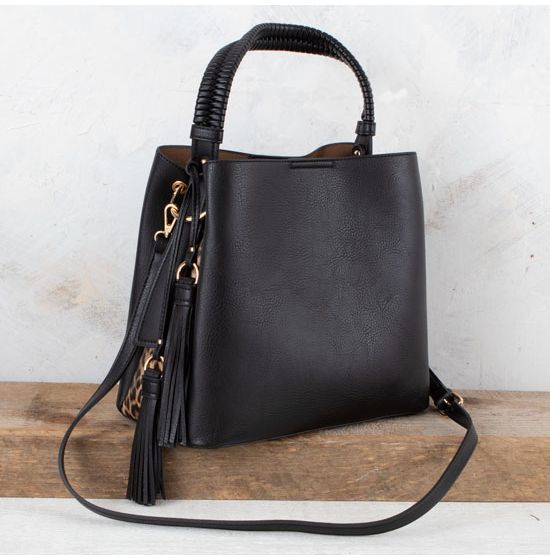 Olivia Black Leopard Bag