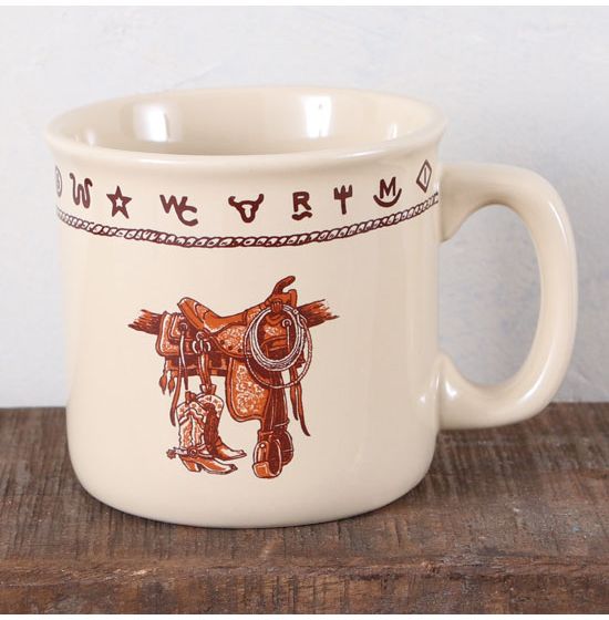 Branded Ceramic Old West 20 oz. Camp Mugs