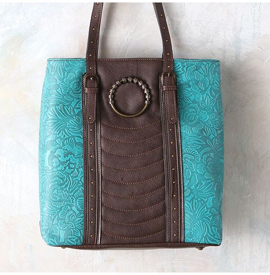 Tony Lama Tooled Turquoise Tote