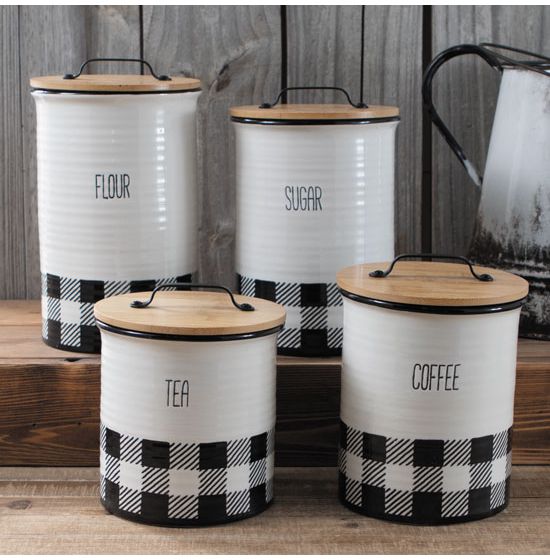Black and white canister on sale set