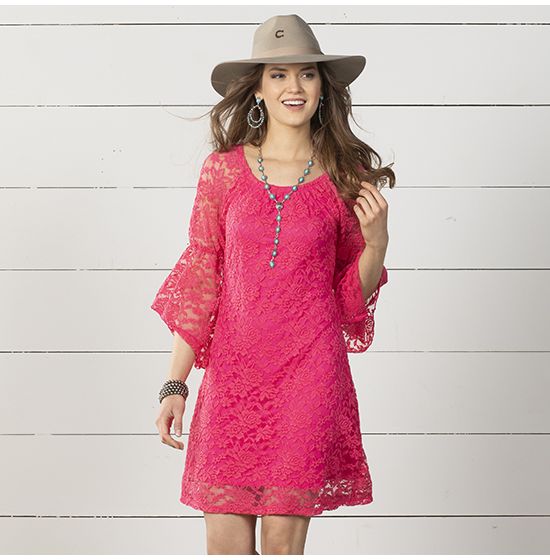Cowgirl Social Fuchsia Lace Dress