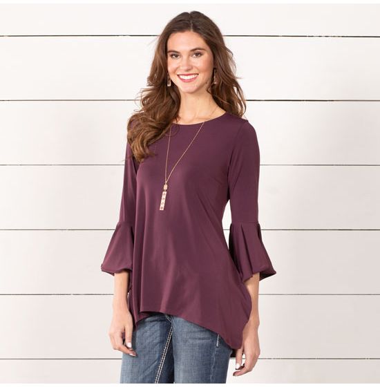 Panhandle Burgundy Bell Sleeve Top