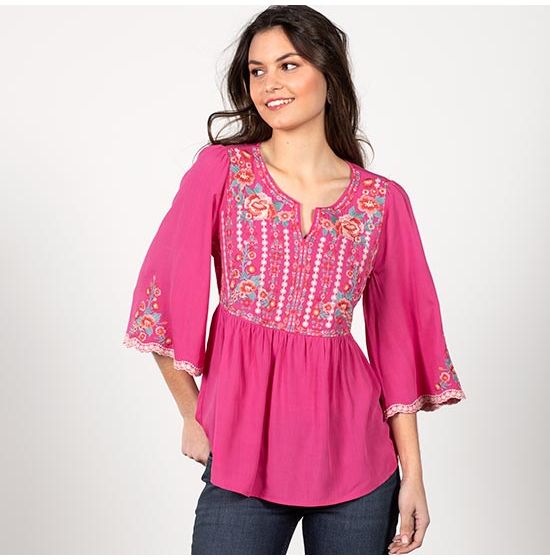 Pink Rose Peasant Top