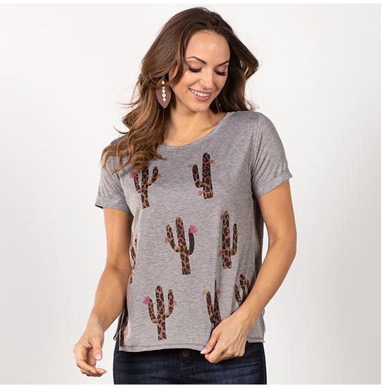 Leopard Print Cactus Tee