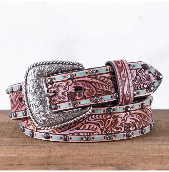 Roper Tooled Turquoise Buckstitch Belt