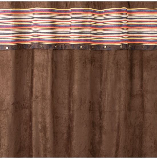 Saddle Stripe Southwest Shower Curtain, Faux Leather Curtains Tan