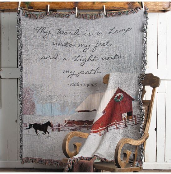 Thy Word Winter Horse 50x60 Woven Throw Blanket