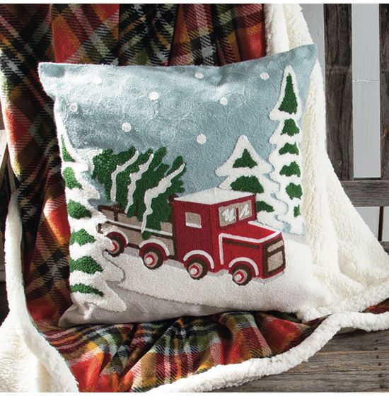 Red truck throw pillow sale