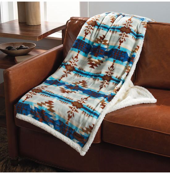 Wrangler Stack Rock Southwestern Sherpa Throw Blanket