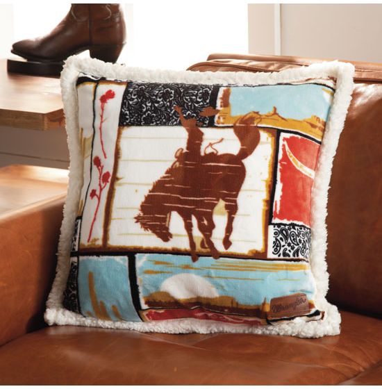 Wrangler Vintage Western Sherpa Throw Pillow - Saddle Rags