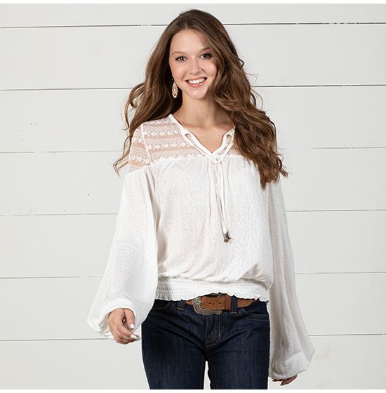 Wrangler Retro White Prairie Clover Top