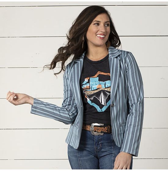 Rock & Roll Cowgirl Tulsa Time Stripe Blazer